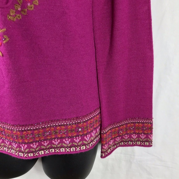 Banana Republic Italian Merino Wool Tie String Sweater Embroidery Cardigan Sz S - Picture 4 of 13